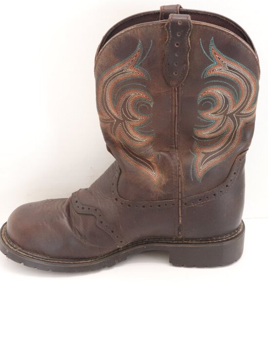 Justin Men\'s Western Work Boots Brown Steel Toe Waterproof Size 9B main image 7